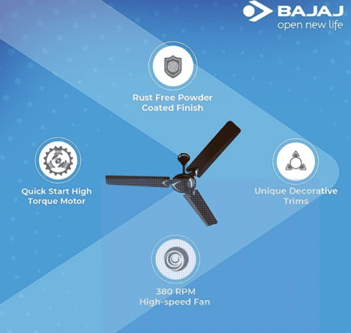 Bajaj Glide Plus Ceiling Fan 1200 mm, Classy Red Wine - Image 2